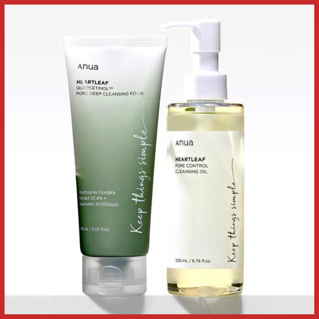ANUA Cleansing DUO SET (ANUA Heartleaf Pore Control Cleansing Oil 200ml + ANUA Heartleaf Quercetinol Pore Deep Cleansing Foam 150ml)