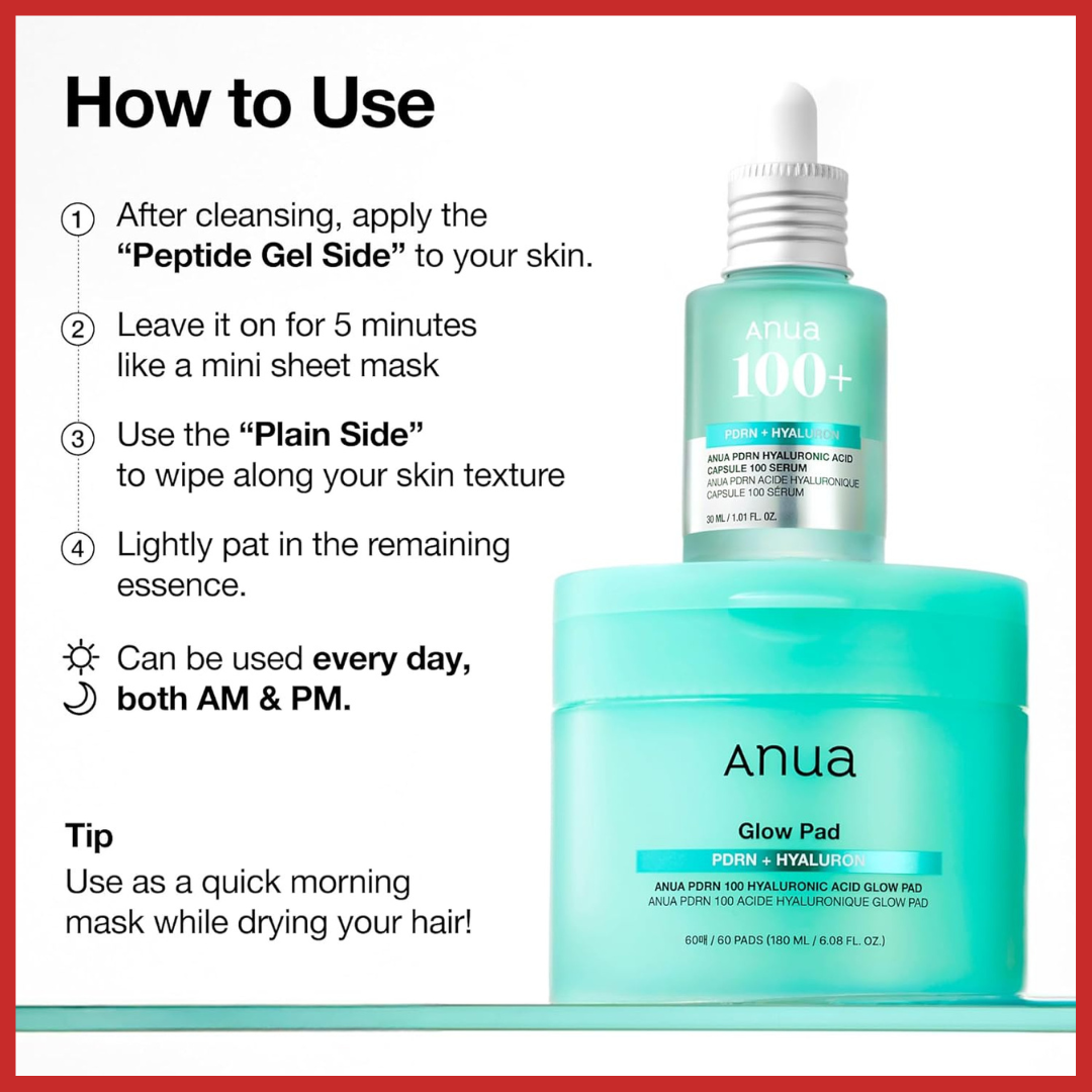 ANUA PDRN 100 Hyaluronic Acid Glow Pad 60 Pads