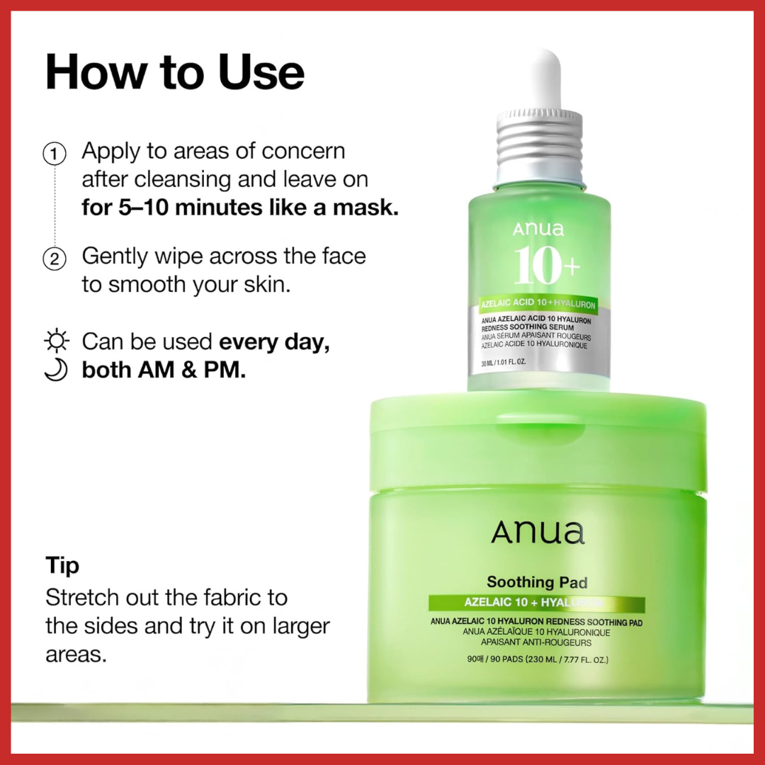 ANUA Azelaic 10 Hyaluron Redness Soothing Pad 60 Pads